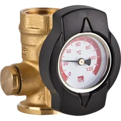 Pumpenflanschkugelhahn TKS, Thermometer rot DN32(11/4'') x DN32(11/4'') Flansch