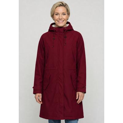 Regenmantel DERBE "Tildaholm", Damen, Gr. 40, rot (rhubarb_cobblestone), Obermaterial: 100% Polyester. Füllmaterial: 100% Polyester. Futter: 100% Polyester, Mäntel, Wasserabweisend, winddicht, Belüftungsverschlüsse, Teddyfutter