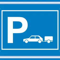 HB-Druck PKW mit Anhänger Parkplatz Aufkleber waagerecht A2 (420x594mm)