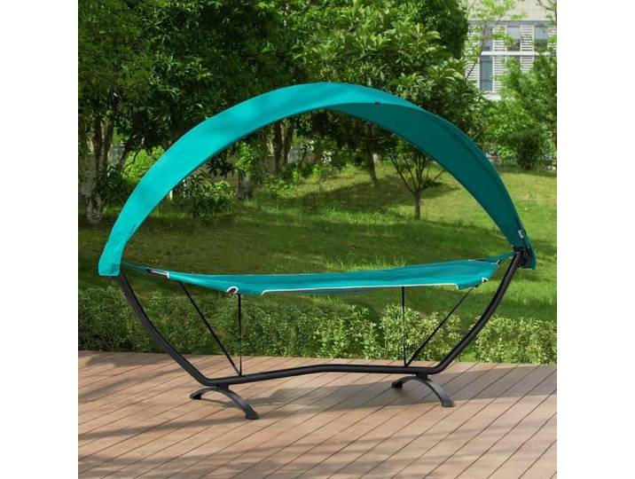 SoBuy OGS51-TB Hamac de Jardin avec Support et Pare-Soleil Bain de Soleil Transat Suspendu - Surface de Couchage-Turquoise