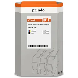 Prindo, Druckerpatrone, kompatibel mit HP 56+57  /mehrere Farben (BK)
