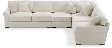 Cleo Upholstered Sectional - Pre-Configured, 4-Pc Sectional, Crypton Chenille Nomad Snow (Stocked) / 4 Pc Sectional - Grandin Road