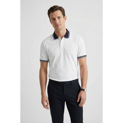Poloshirt OLYMP "Casual", Herren, Gr. XL, weiß, Piqué, Obermaterial: 100% Baumwolle, Shirts, farbliche Kontrast-Details