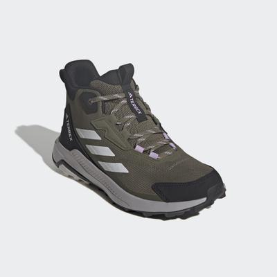 Wanderschuh ADIDAS TERREX "ANYLANDER MID", Damen, Gr. 43, grün (olive strata, dash grau, night cargo), Textil, Schuhe Wanderschuh