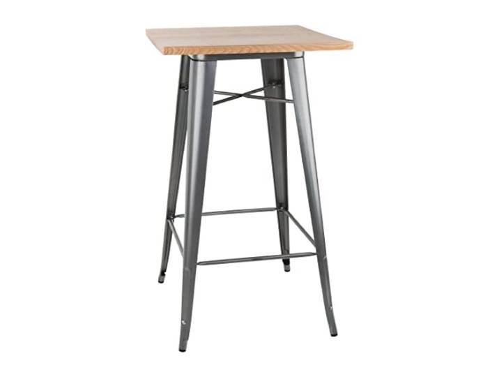 Bolero Bistro Bartisch mit Holzplatte grau