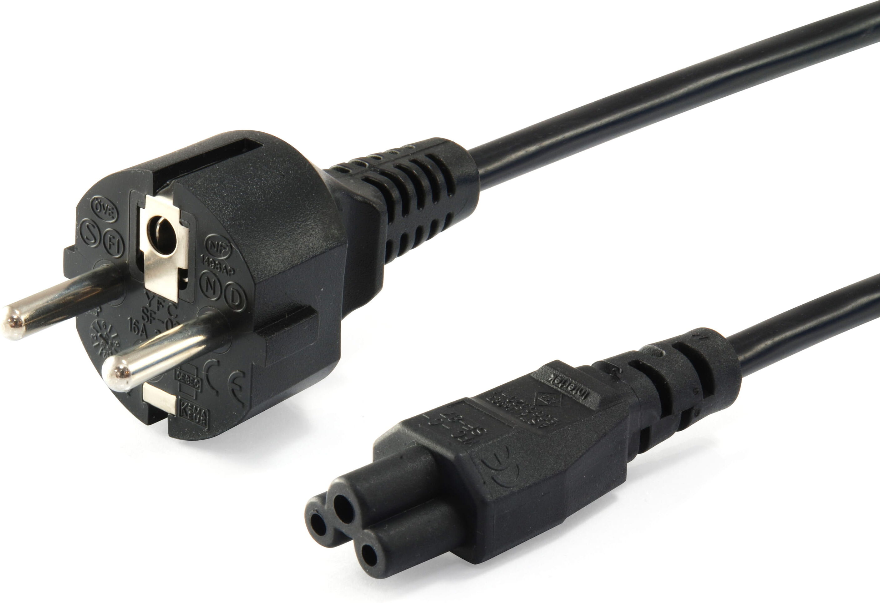 Equip Hochwertiges Netzkabel, C5 auf Schuko, 3.0m, Schwarz