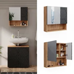 Vicco Badspiegelschrank Irma Eiche Anthrazit 54 x 55 cm Badezimmer