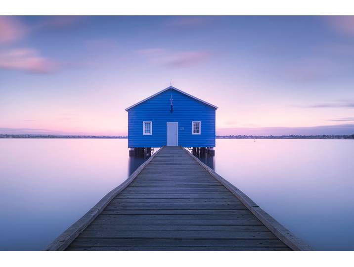 Fototapete PAPERMOON Photo-Art RICHARD VANDEWALLE, BOOTSHAUS , bunt, B:5m L:2,8m, Vlies, Tapeten, Fototapete