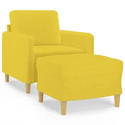 vidaXL Sessel mit Hocker Hellgelb 60 cm Stoff