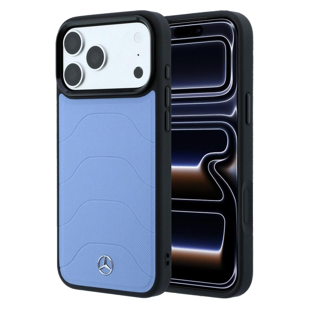 Mercedes Case Leather Mesh with Bow Line MagSafe for Iphone 18 Pro / 17 Pro blue (Apple iPhone 17 Pro, Apple iPhone 18 Pro) (Mer008915)