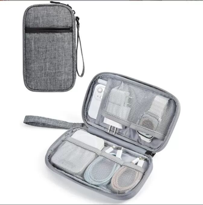 INF Reisekabel-Organizer-Tasche, Elektronikzubehör-Etui Grau