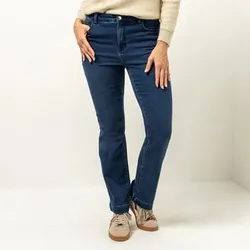 VIA MILANO Thermo-Jeans 5-Pocket-Style lange Form ausgestelltes Bein