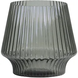 Chic Antique Glasvase mit Rillen, H17/D17 cm, kohle