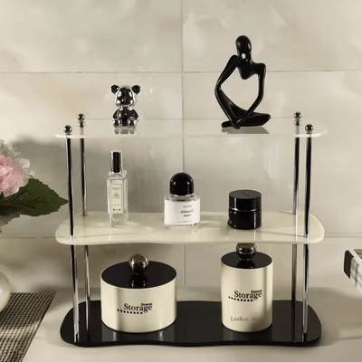 Inspire Curations CrystalTier Acrylic Makeup Organizer Rack Modern Desktop Cosmetic Storage Shelf For Perfumes, Skincare & Accessories d