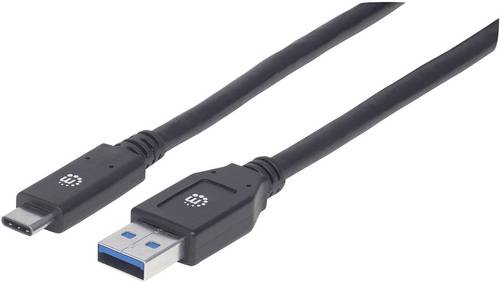 Manhattan USB-Kabel USB 3.2 Gen1 USB-A Stecker, USB-C Stecker 3.00 m Schwarz 354981