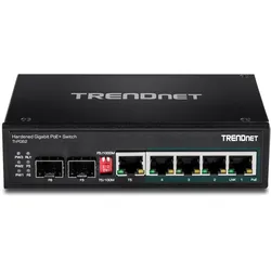 Trendnet Industrie Switch 6 Port Gbit PoE+ (6 Ports), Netzwerk Switch, Schwarz