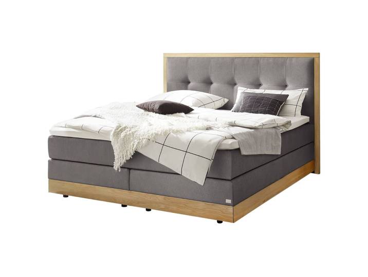 Hasena Boxspringbett Alba grey/natur Stoff/Holz/Holzwerkstoff 160 x 200 cm - Boxspringbett