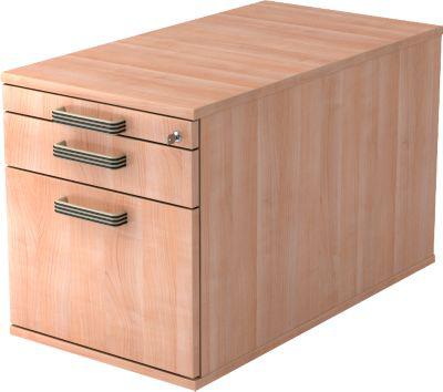 Rollcontainer TOPAS LINE, 1 Schub,1 Hängeregistraturauszug, 1 Utensilienauszug, T 800, Nussbaum/Nussbaum
