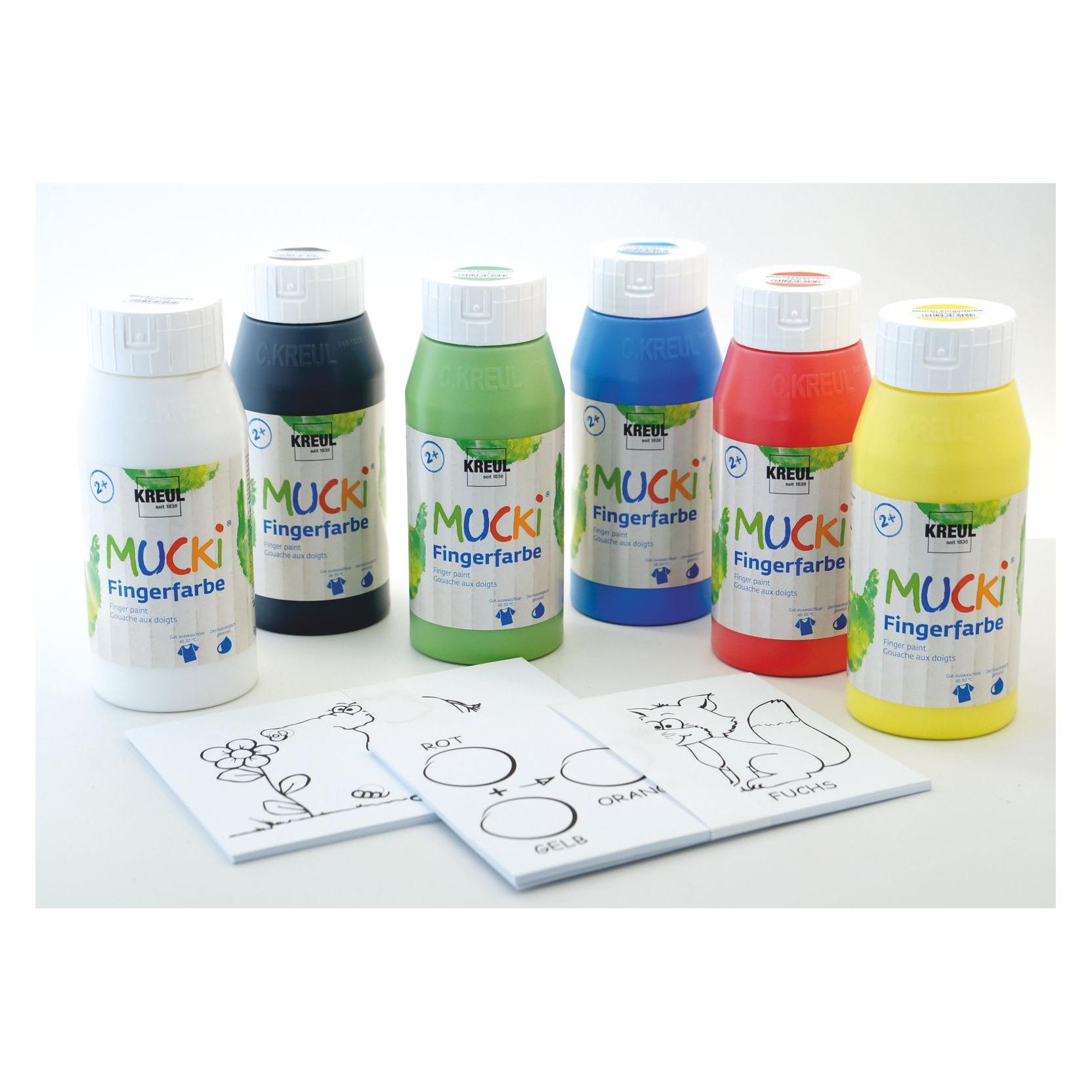 Kreul 6 MUCKI Power Pack Fingerfarben farbsortiert (750 ml) (29150)