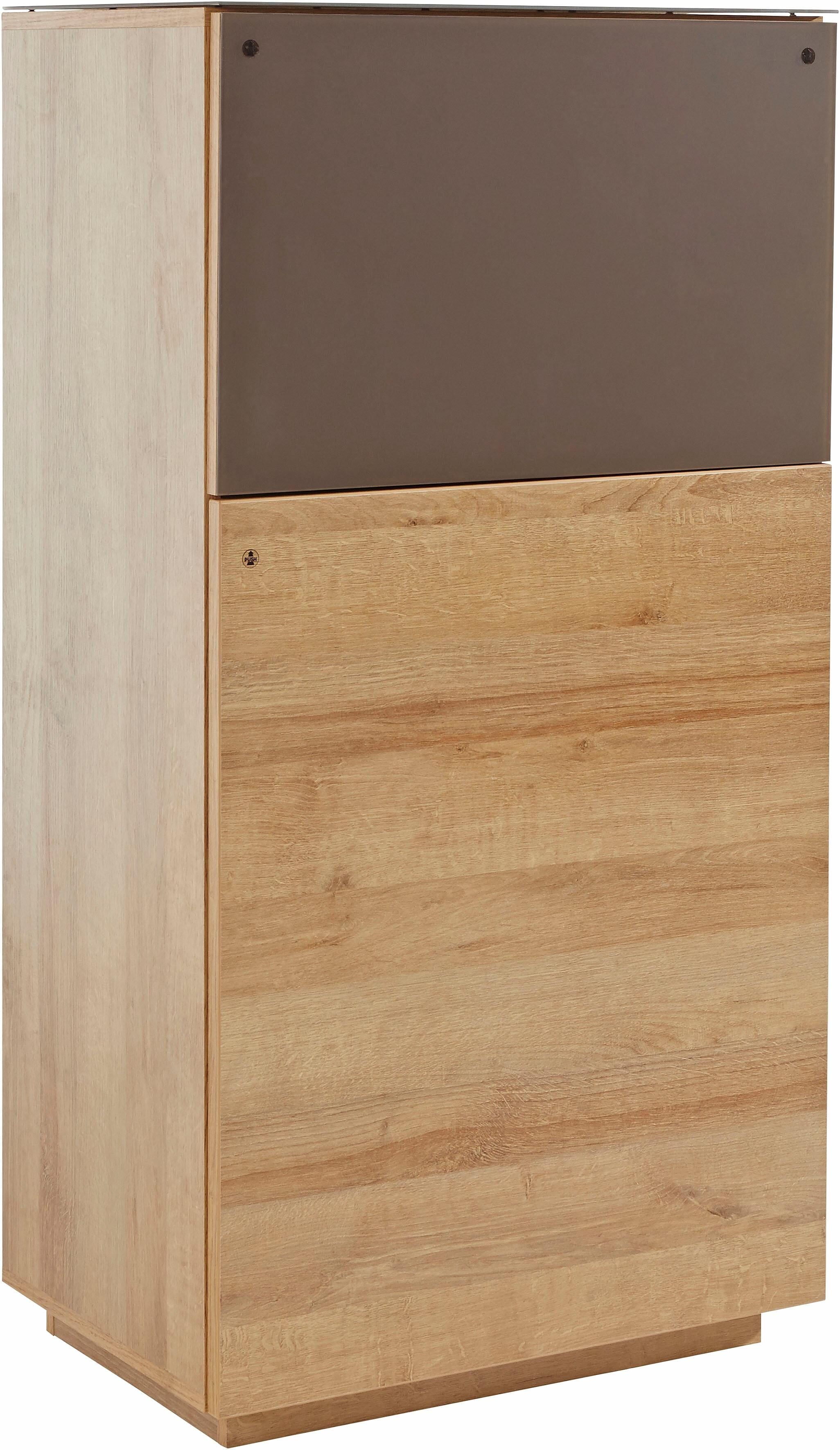 Kommode MÄUSBACHER, braun (eichefarben riviera, braunglas), B:60cm H:117cm T:42cm, Sideboards, Kommode, Breite 60 cm eichefarben riviera, braunglas B/H/T: 60cm x 117cm x 42cm