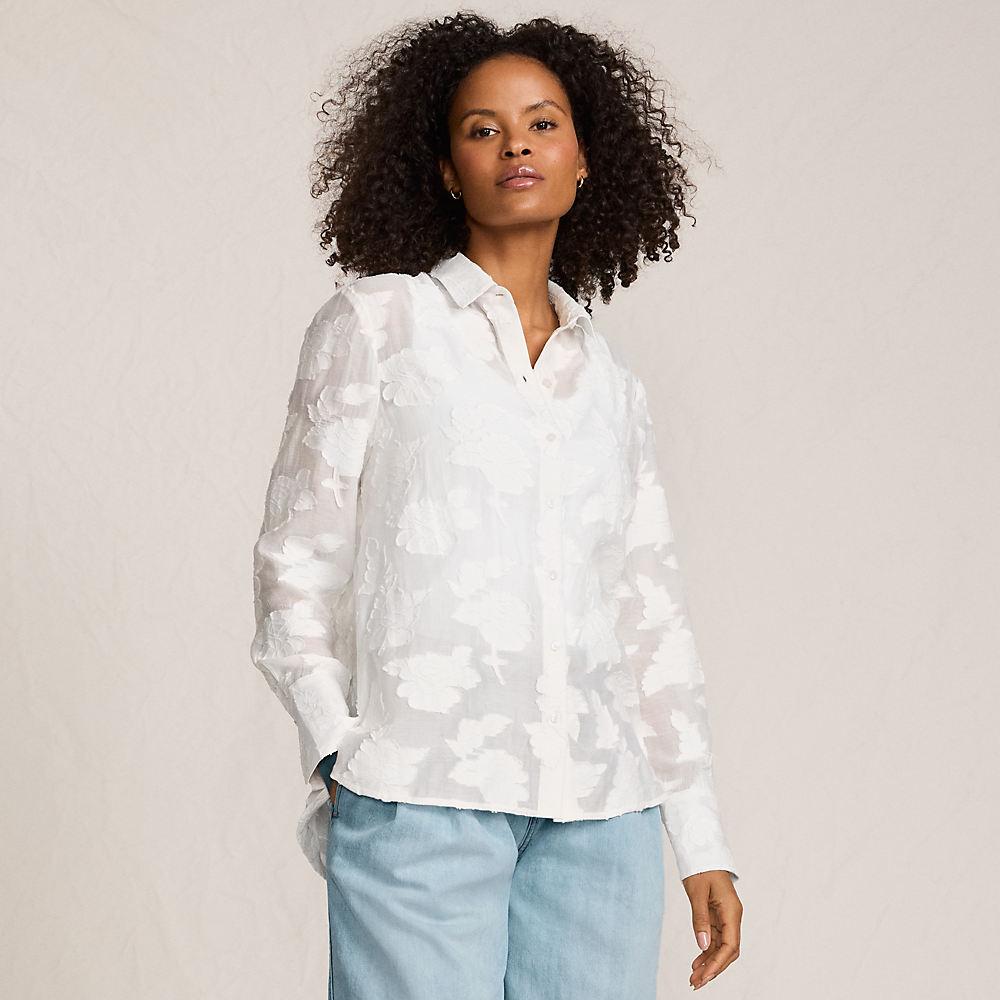 Bluse mit floraler Bestickung für Damen, Damen, size: regular, Weiß, Baumwolle/Viskose/Baumwoll-Mischung, by Lands' End