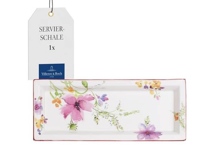 Villeroy & Boch - Mariefleur Schale Bunt, Spülmaschinenfest Mikrowellensicher, Servierschale, Tablett Rechteckig, Snackteller, Serviertablett, Geschirr, Premium Porzellan