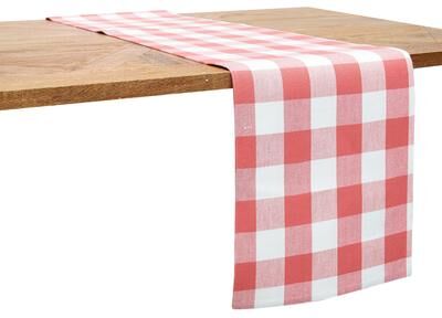 C&F Home Franklin Coral Gingham Check Table Runner