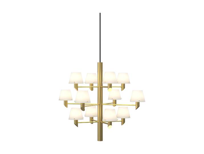 Herstal Gil Krona 12 Kronleuchter Satin brass-opal Glas