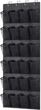 Uplift Curations Over the Door 24 Pocket Shoe Organizer Large Mesh Hanging Storage Rack black