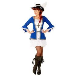 buttinette Musketier-Kostüm für Damen, blau/weiß