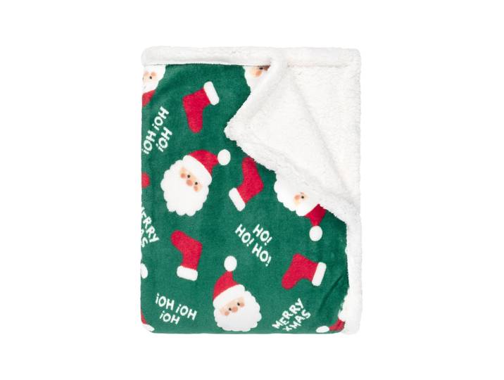 Plaid polaire cocooning vert 130x170 Père Noël