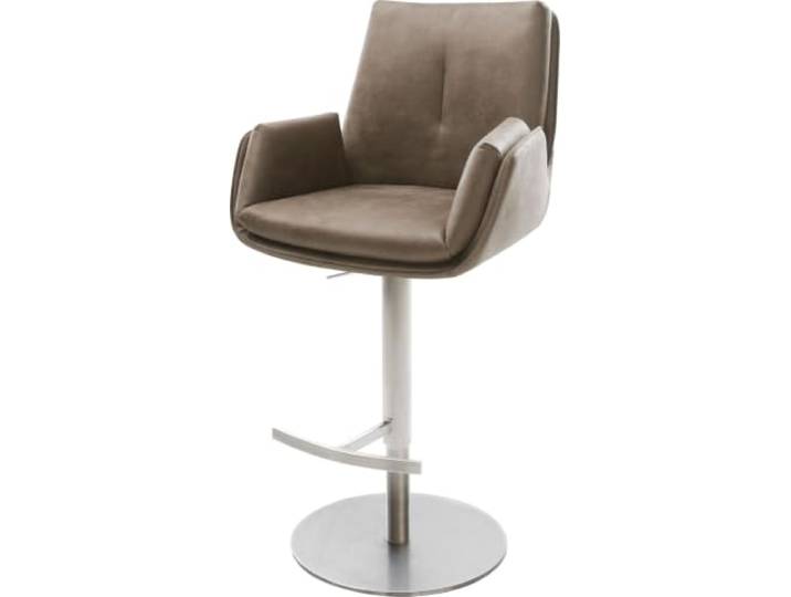DELIFE Barstuhl Clea-Flex Drehfuß höhenverstellbar Edelstahl Silberfarben Mikrofaser Taupe Vintage