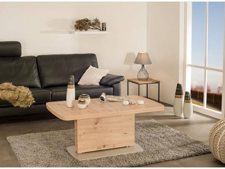 Vierhaus Couchtisch Wildeiche Silber Höhenverstellbar ausziehbar JM-01-01