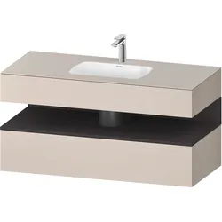 Duravit Collection One Einbauwaschtisch mit Konsolenwaschtischunterbau, 1200x550x600mm, Nische Graphit Supermatt, QA4787080910010, Farbe: Taupe Matt/mit Nischenbeleuchtung