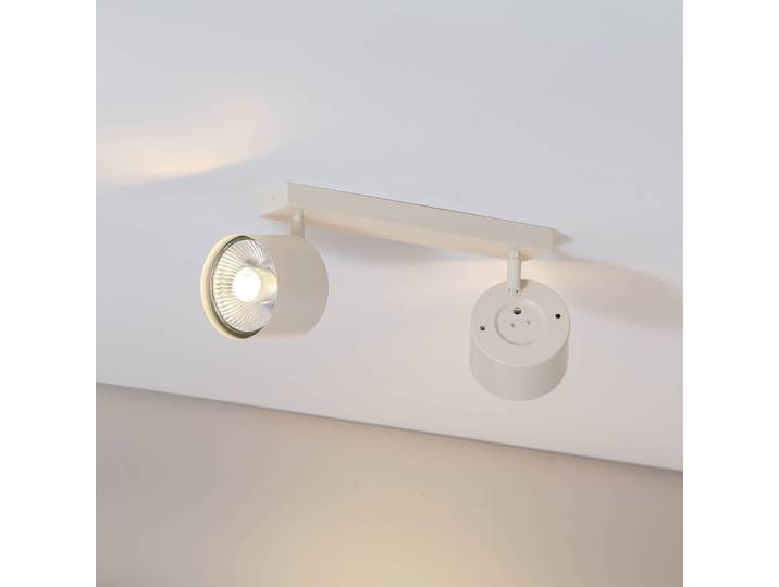 Deckenstrahler Chloe, creme, 2-flammig, verstellbar, GU10 Chloe Argon, dimmbar, creme / amber, für Wohn- / Esszimmer, Metall, Modern