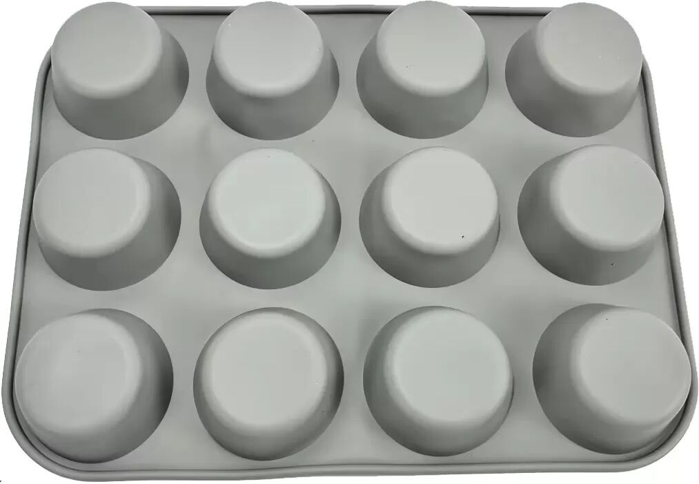 INF Moule à gâteau en silicone – Moule à muffins 12 tasses Gris
