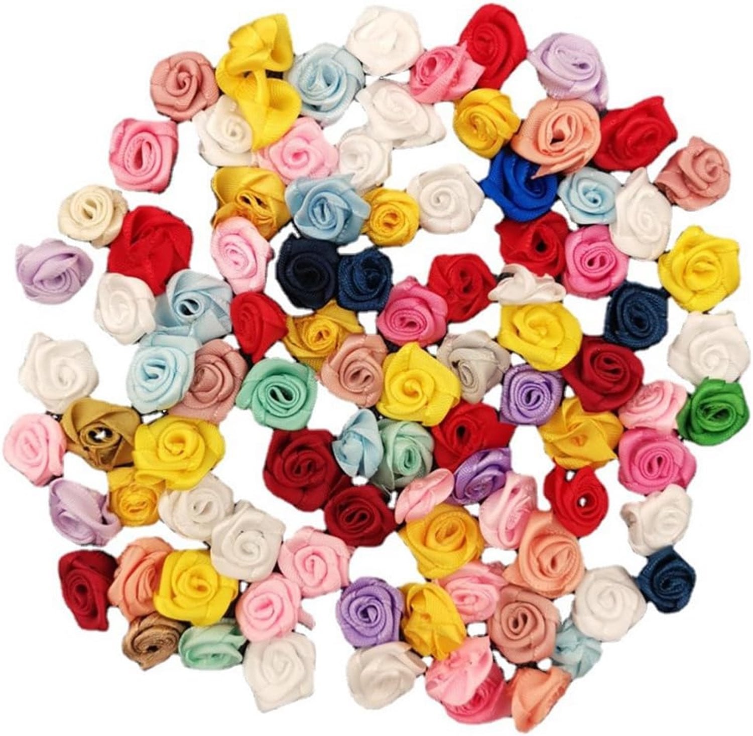 300 stuks Stoffen Rozen met Mini-strikken voor Doe-het-zelf Decoratie en Applicaties