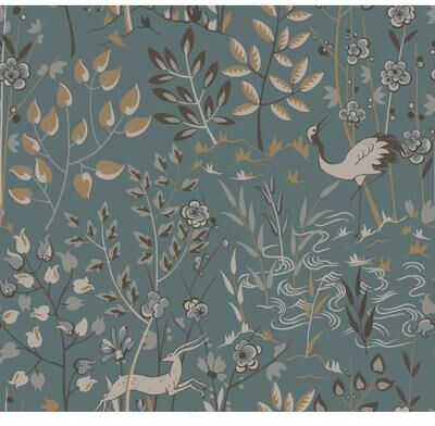 York Wallcoverings Aspen Teal & Brown Wallpaper
