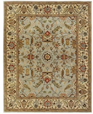 KALATY Empire Traditional Light Blue/Gold Wool Hand-tufted Area Rug