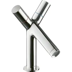 hansgrohe AXOR Starck 2-Griff Waschtischarmatur 80 mit Zugstangen-Ablaufgarnitur, 10030340, Farbe: Brushed Black Chrome