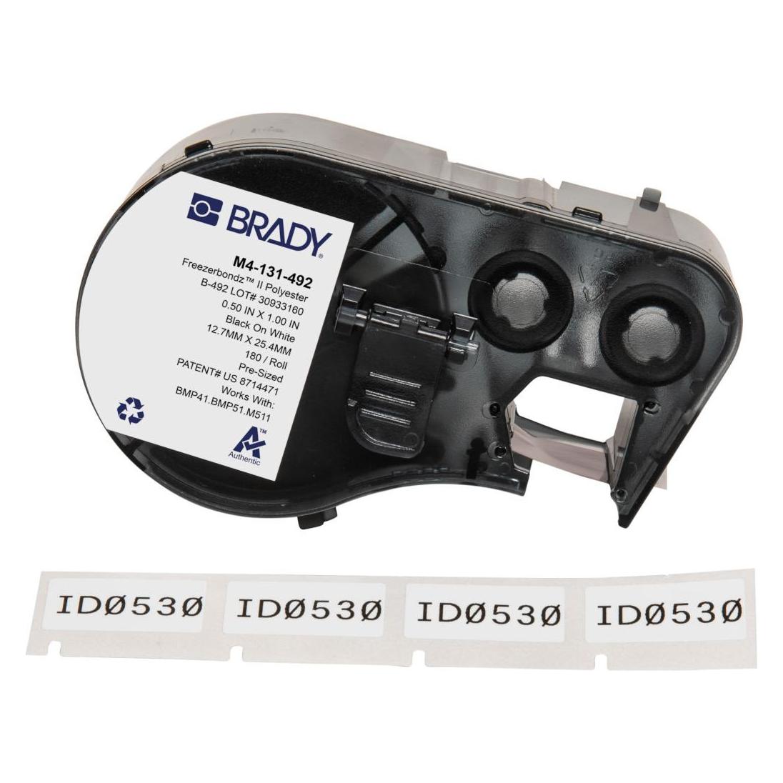 Brady M4-131-492, FreezerBondz II(TM), Polyester, Schwarz auf weiss, 12.70 x 25.40 mm, permanent (1 (70 mm) (M4-131-492)