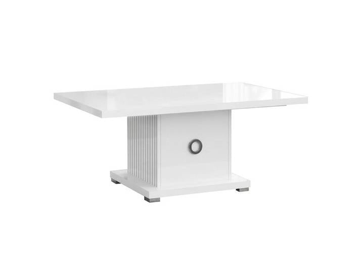 MARIKA - Table Basse Laquée Blanche avec Pied Central