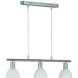 Reality Leuchten Reality|Trio Pendelleuchte Hängelampe, 3-flammig, nickel matt, Glasschirm weiß