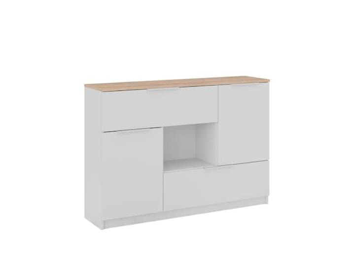 Vicco Kommode Betti , Weiß/Sonoma 120 x 83.6 cm 2x Tür, 2x Schublade und 1x offenes Fache, zur Aufbewahrung und Organisation von Alltagsgegenständen