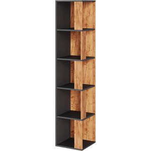 Vicco Bücherregal Lio, anthrazit / eiche, Eckregal aus Holz, 5 Fächer, 33,3 x 162,2 x 33,3cm