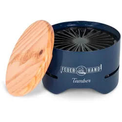 Feuerhand Tamber Tischgrill Holzkohlegrill mit Deckel und Starterkohle kobaltblau
