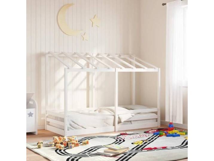 QZZCED Kinderbett aus massivem Kiefernholz mit Lattenrost und Lamellen, modernes Design und stabile Struktur zur Optimierung des Platzes, lustiges Versteck für Kinder ab 4 Jahren