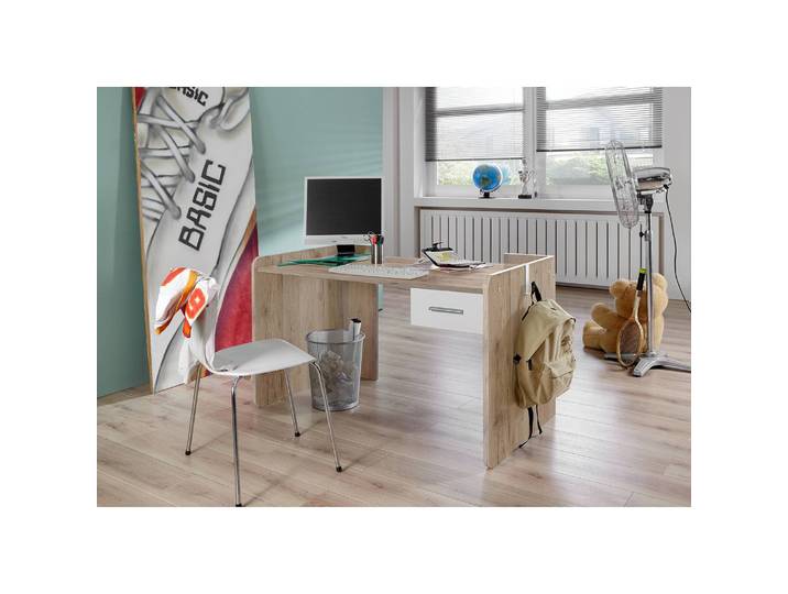 Bureau Joker I 124 x 77 x 70cm Marron/Imitation chêne de San Remo/Blanc