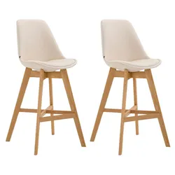 CLP 2er Set Barhocker Cannes Kunstleder creme/natura