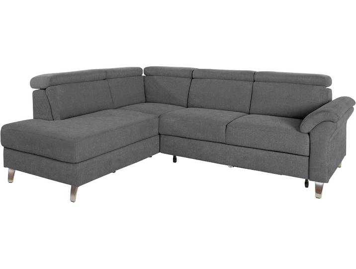 Ecksofa, Struktur, Grau, 245×194 cm, Kopfteilverstellung, Modern, sit&more